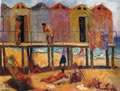 Palafitte a mare,anni ’60, olio su tela, cm 50x70, Salerno, collezione De Luca